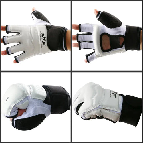 Taekwondo Hand protection gloves Half finger Mittens TKD Foot protector gloves WTF Approved MMA Karate Boxing gloves=1 Pair