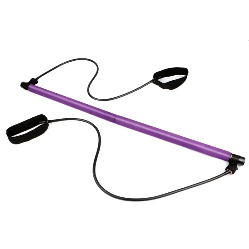 Yoga Pilates Exercise Bar with Resistance Band, Home Gym, Muscle Toning Bar, Fitness Stretching Workout