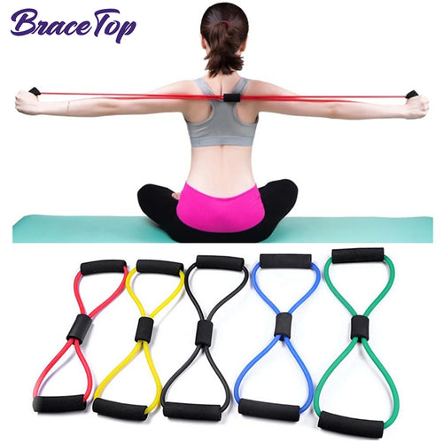 BraceTop Yoga Gym Fitness Resistance 8 Word Chest Expander Rope Workout Muscle Trainning Rubber Elastic Bands for Sport Exercise