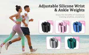 Wrist & Ankle Weights for Women Men Adjustable Arm & Leg Weights Wearable Weighted Bracelet for Yoga Running Cardio Gym Workouts