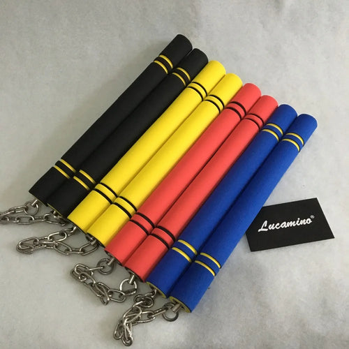 Nunchakus Martial Arts wushu practice Safety Foam Nunchakus Sponge Double Truncheon with Stainless Steel Chain(2pcs/lot)