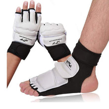 Cargar imagen en el visor de la galería, SINOBUDO Half Finger High Quality Gloves WTF Taekwondo Training Boxing Gloves Sanda Karate Martial Arts White Gloves Protector